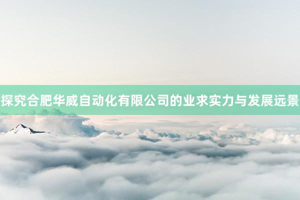 探究合肥华威自动化有限公司的业求实力与发展远景